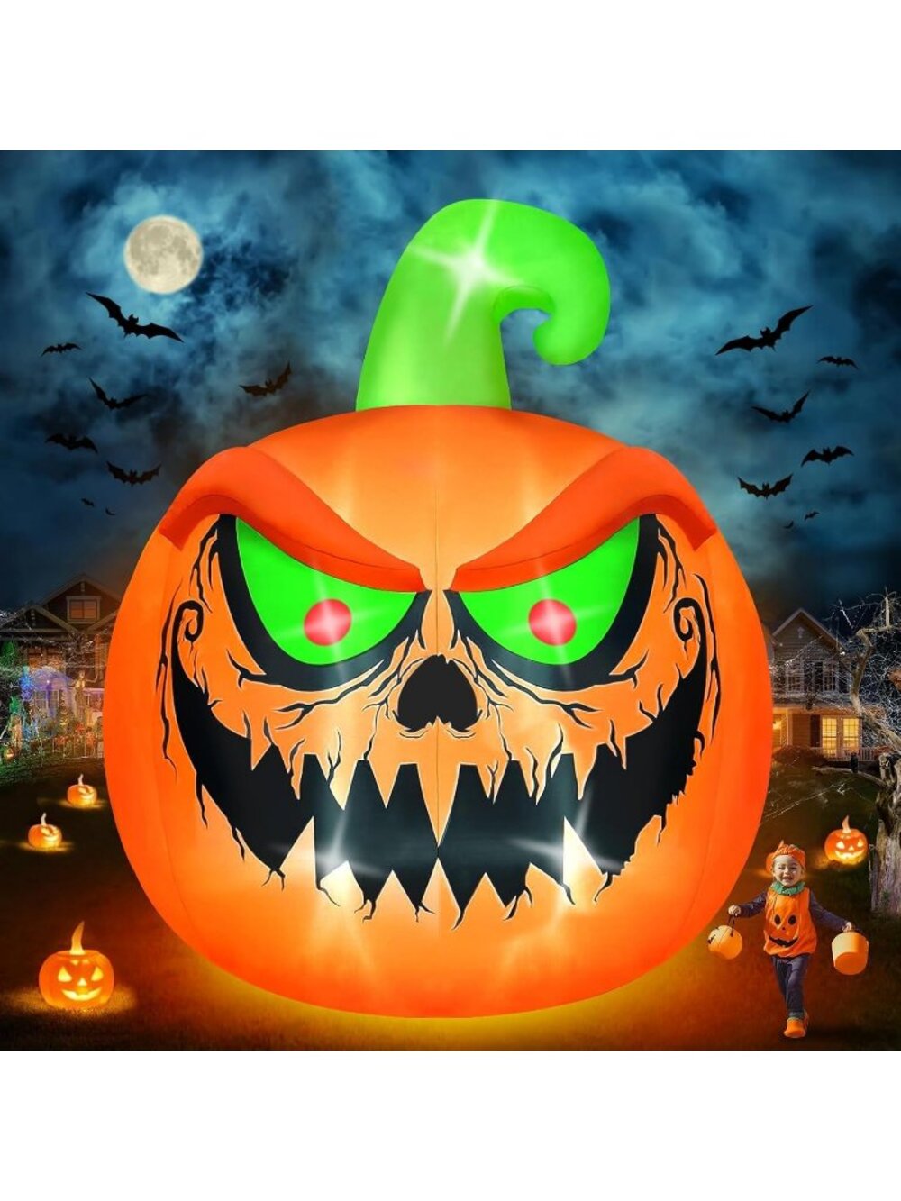 🎃15 FT Giant Halloween Inflatable Pumpkin Blow Up Yard Build-in LEDs Decor